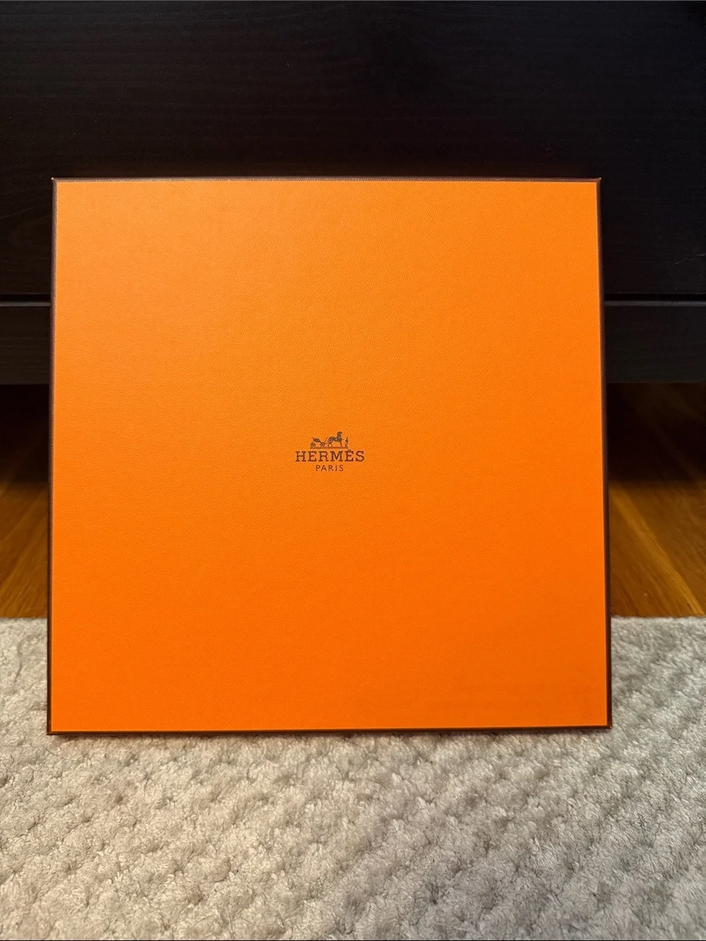 Hermes Orange Branded Paper Shopping Bag with Rope Handles
